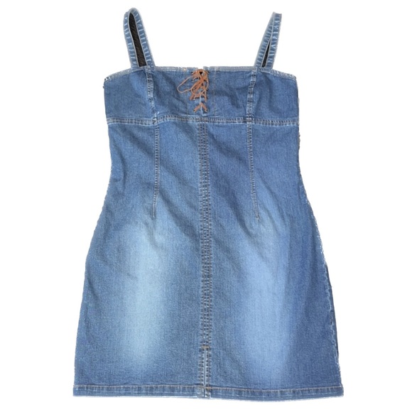 Vintage Dresses & Skirts - Vintage Y2K Rampage Denim Lace-up Mini Dress